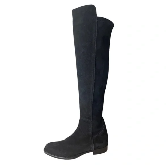 Ann Mashburn Suede Knee-High Pull on Boots in Black - Picture 4 of 15